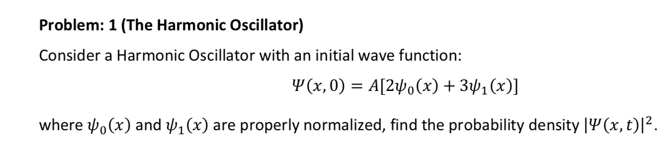 Solved Problem: 1 (The Harmonic Oscillator) Consider A | Chegg.com