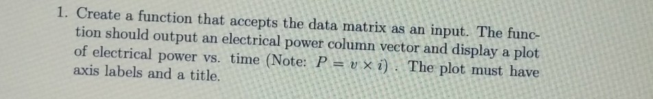 1. Create a function that accepts the data matrix as | Chegg.com