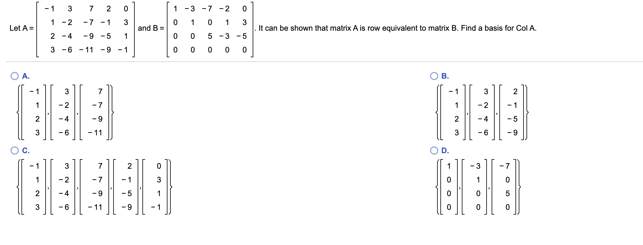 Solved - 1 3 7 2 0 1 -3 - 7 - 2 0 1 - 2 -7 -1 3 0 1 0 1 3 | Chegg.com