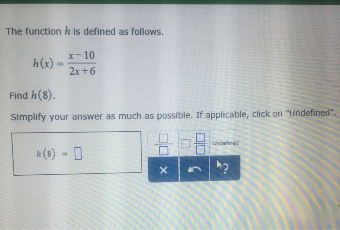 Solved The function h is defined as follows. h(x) = x-10/2x | Chegg.com