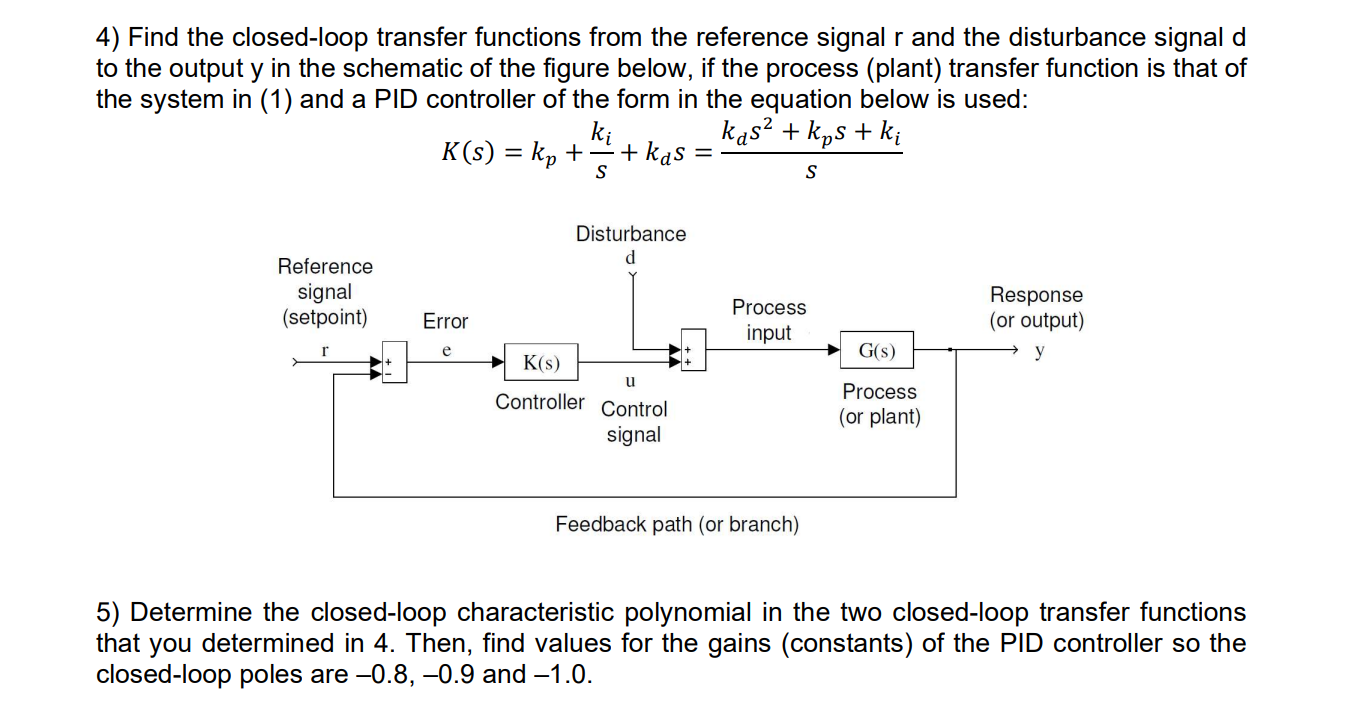 4) Find the closed-loop transfer functions from the | Chegg.com