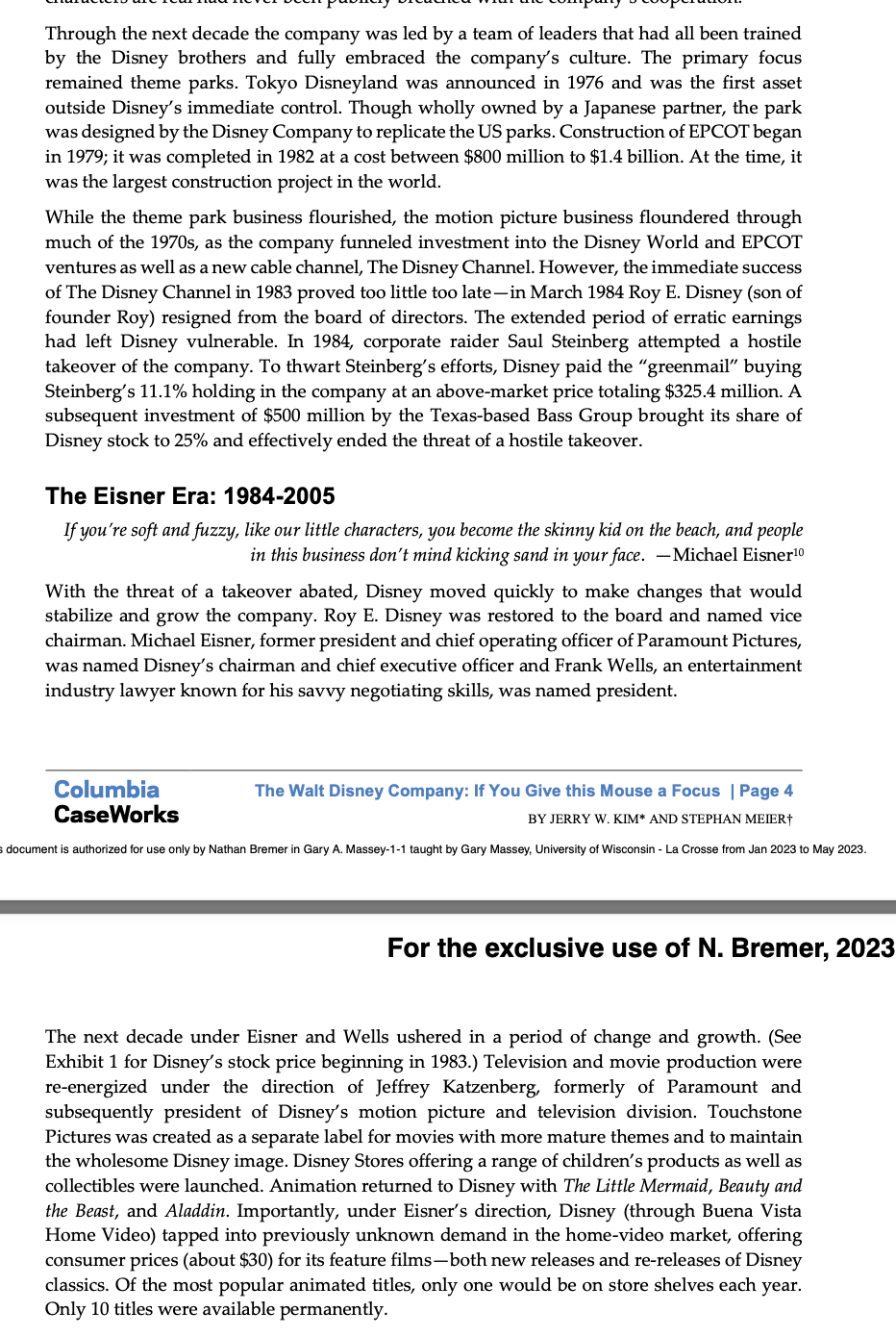 Solved Walt Disney, Wall Street Journal, Feb. 4, 1958 In