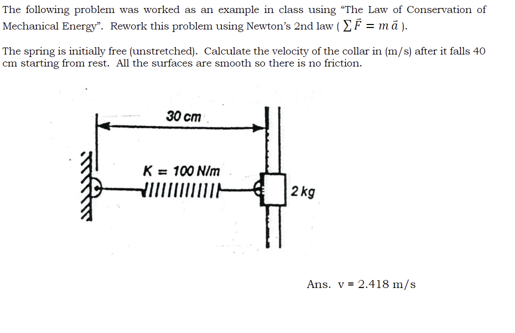 Solved The following problem was worked as an example in | Chegg.com