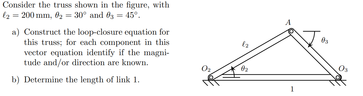 Solved Consider the truss shown in the figure, with l2 = 200 | Chegg.com