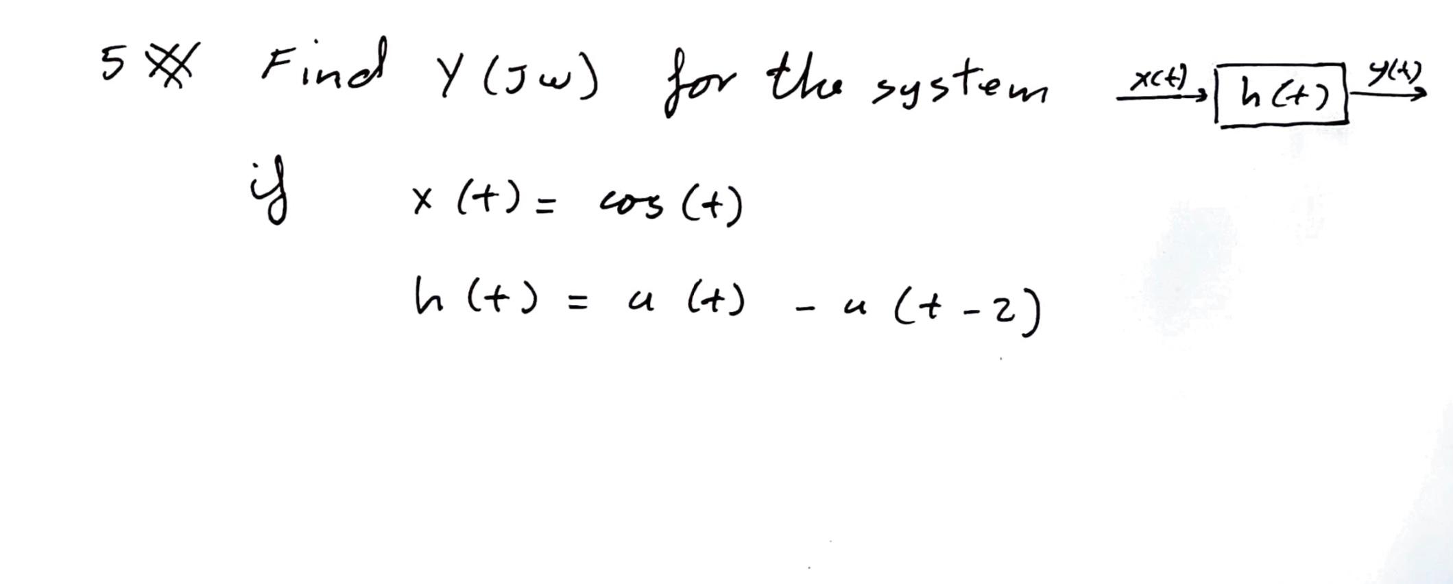 Solved 5XX Find y(Jω) for the system x(t)h(t) y(t) i | Chegg.com ...