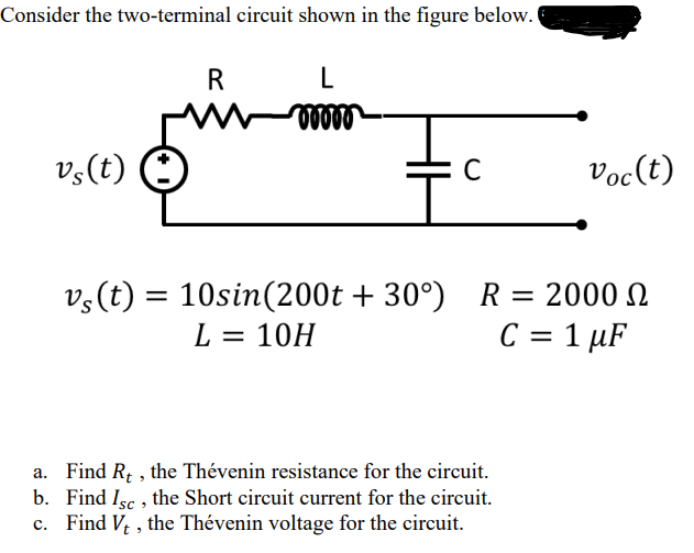 Solved Consider the twoterminal circuit shown in the figure