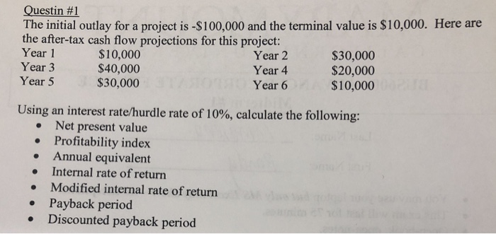 Initial Outlay Format Solved Questi The initial outlay for a project is -$100,000 | Chegg.com