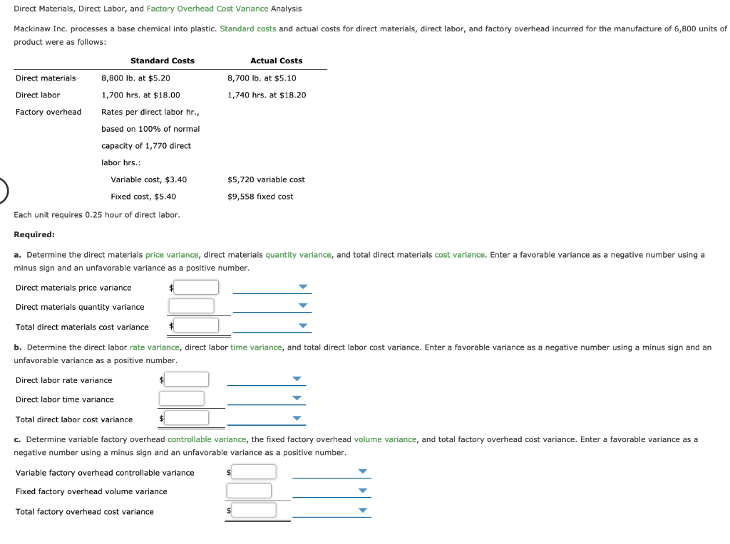 Solved Direct Materials, Direct Labor, and Factory Overhead
