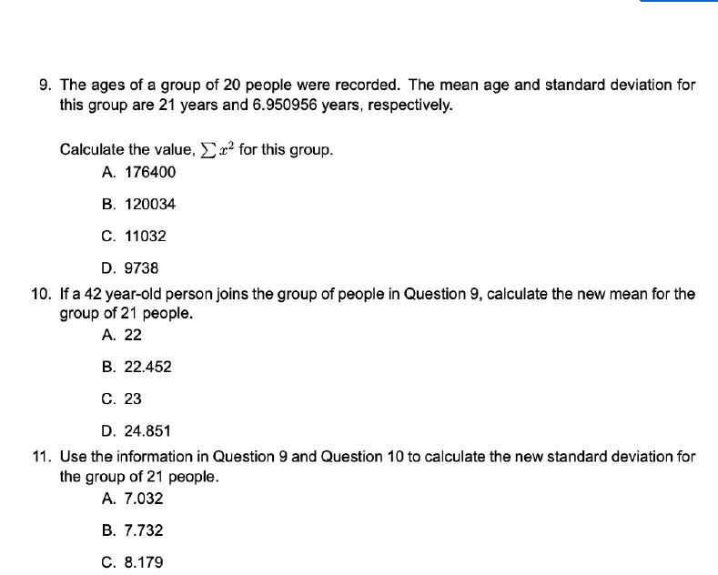 Solved 9. The ages of a group of 20 people were recorded. | Chegg.com