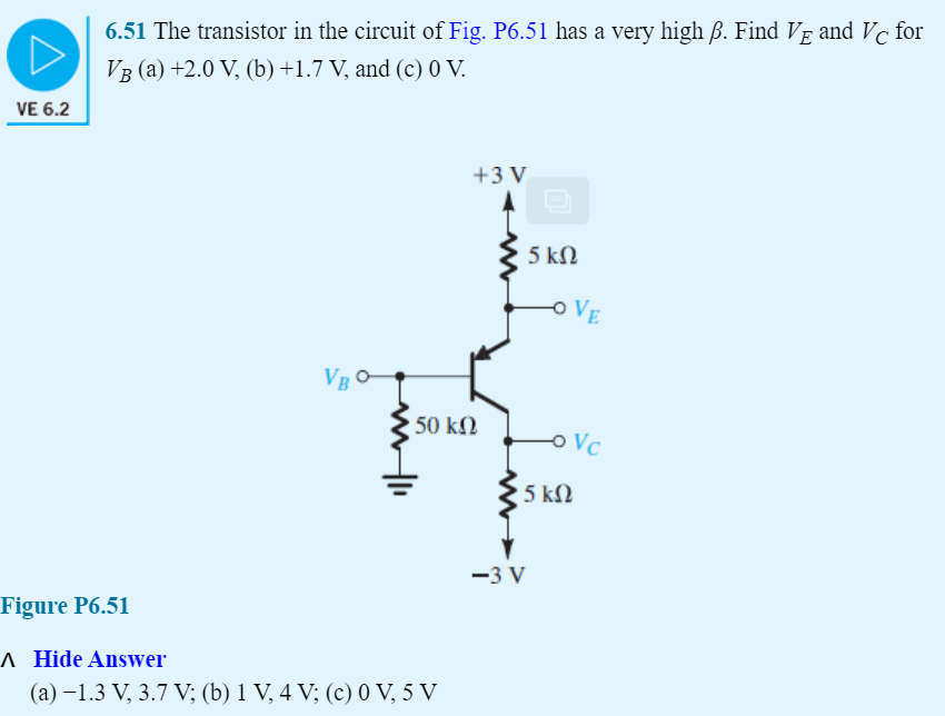 Solved 6 51 The Transistor In The Circuit Of Fig P6 51 H Chegg Com