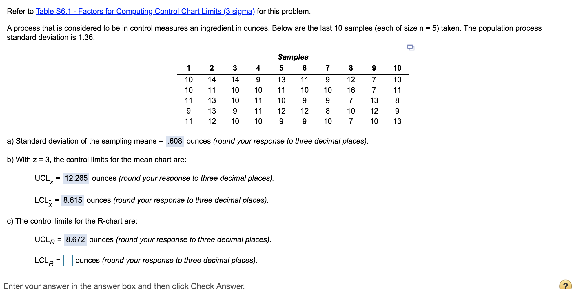Solved Refer to Table 56.1 Factors for Computing Control