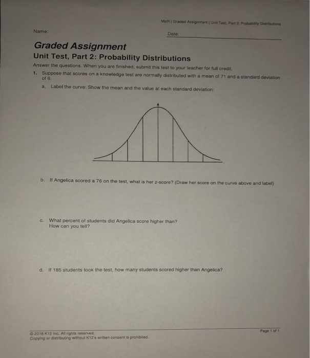 Solved Math | Graded Assignmont Unit Test, Part 2 | Chegg.com