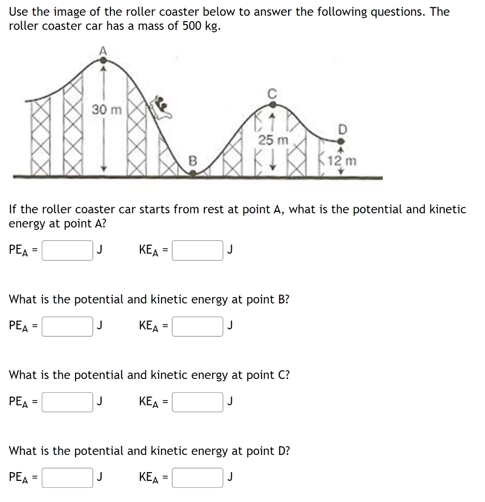 Solved Use the image of the roller coaster below to answer