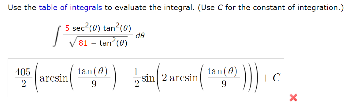 Solved Use the table of integrals to evaluate the integral. | Chegg.com