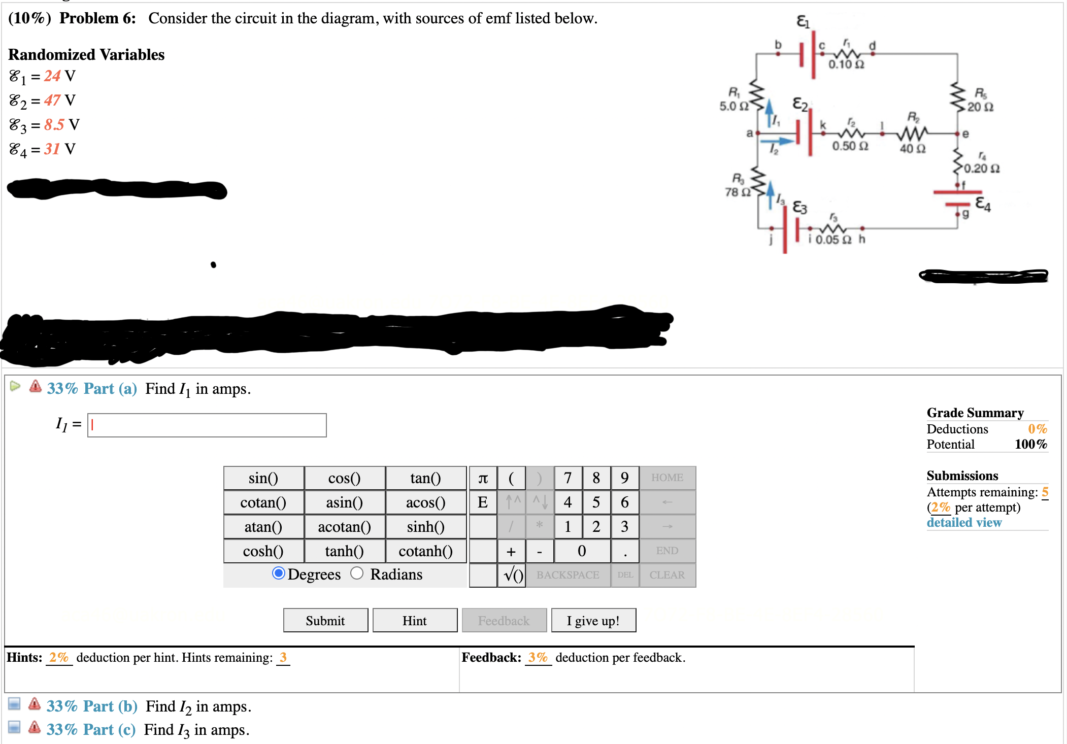 Solved (10%) Problem 6: Consider The Circuit In The Diagram, | Chegg.com