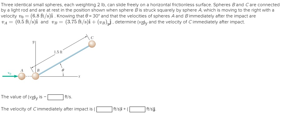 Solved Three identical small spheres, each weighting 2 lb, | Chegg.com