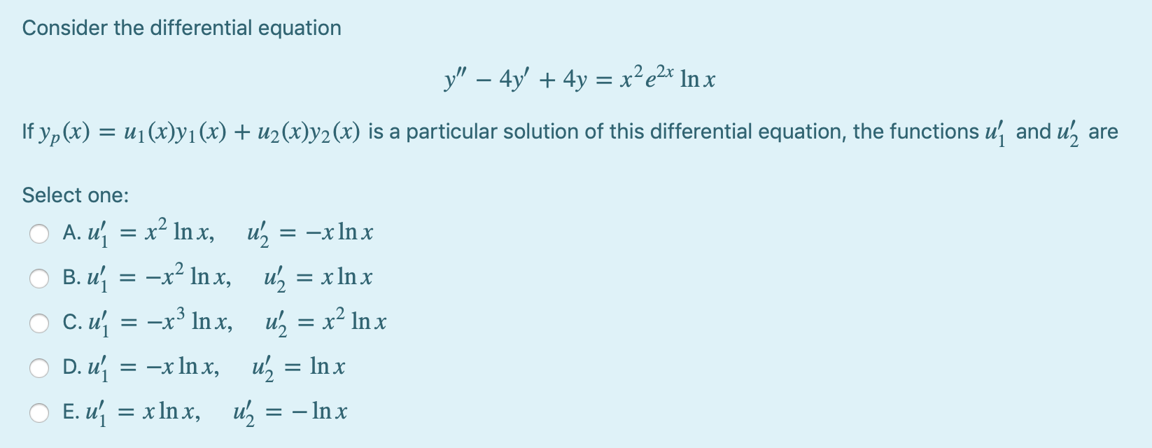 Solved Consider the differential equation y" – 4y' + 4y = x² | Chegg.com