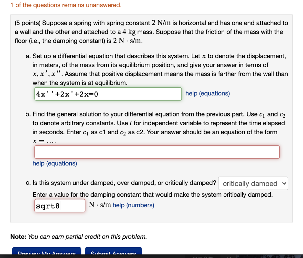 Solved 1 of the questions remains unanswered. (5 points)
