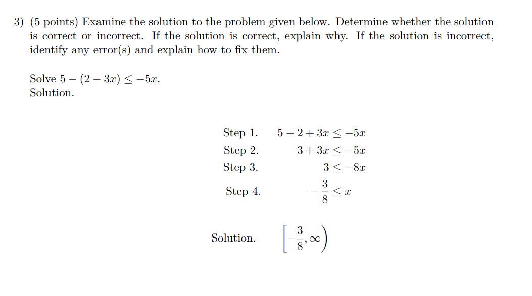 Solved 3) (5 points) Examine the solution to the problem | Chegg.com