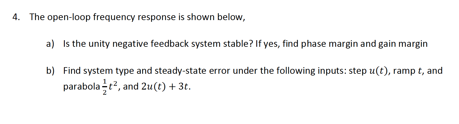 4. The open-loop frequency response is shown below, | Chegg.com