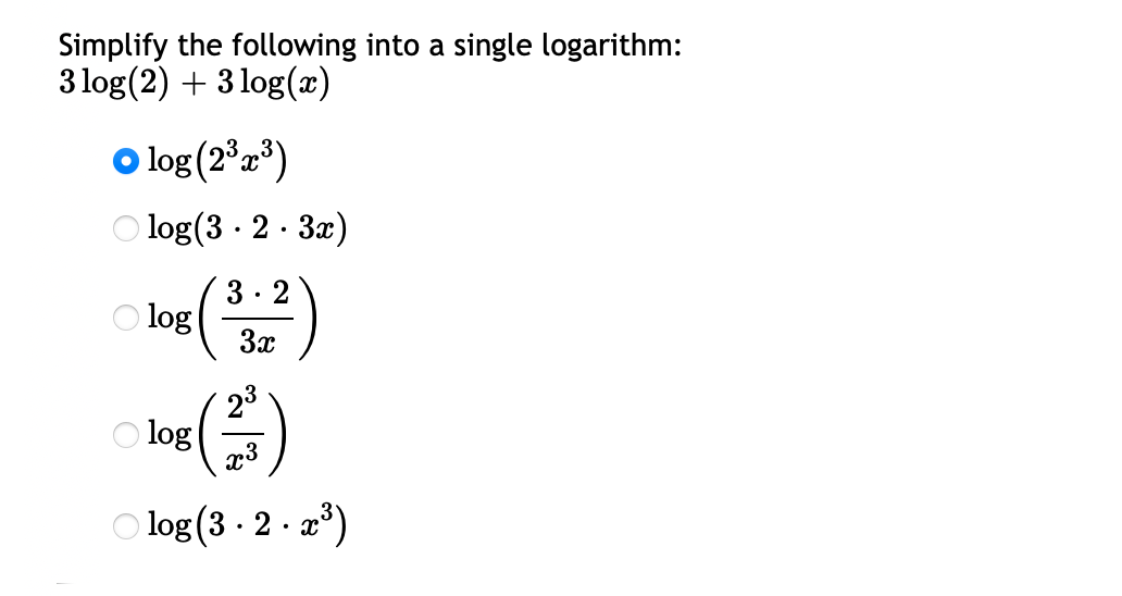 Solved Question 1 Express the equation in logarithmic | Chegg.com