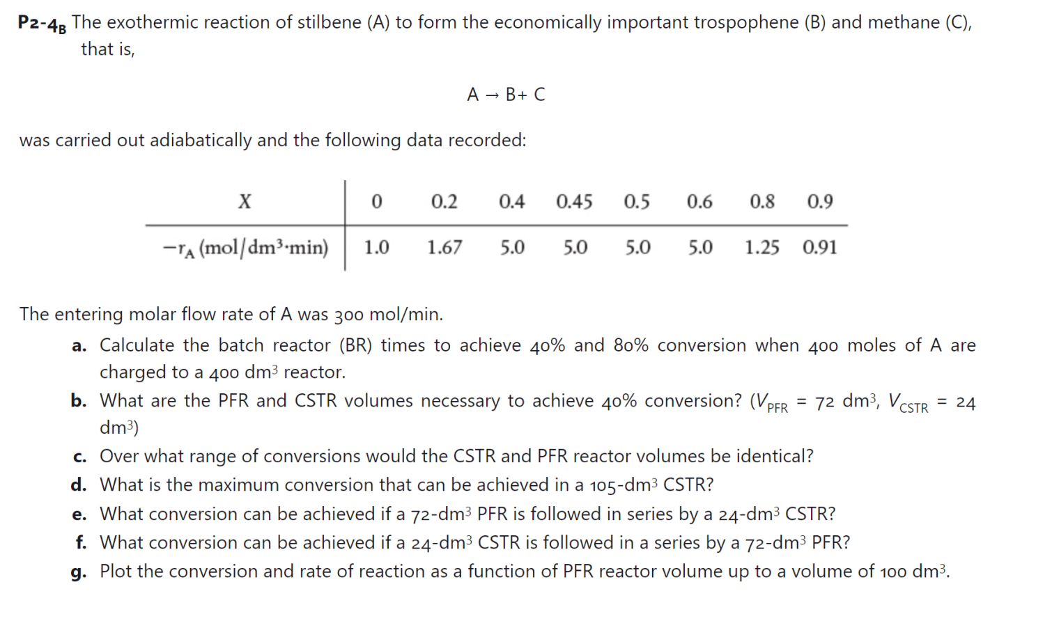 P2-48 The exothermic reaction of stilbene (A) to form | Chegg.com