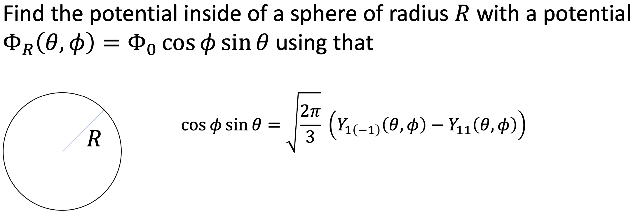 Solved Find the potential inside of a sphere of radius R | Chegg.com
