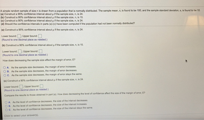 Solved A simple random sample of size n is drawn from a | Chegg.com