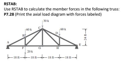 Solved RSTAB: Use RSTAB to calculate the member forces in | Chegg.com