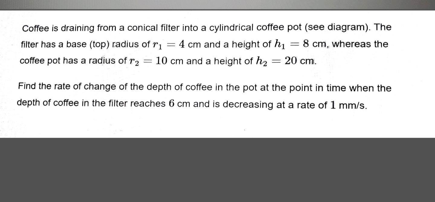 Solved Coffee is draining from a conical filter into a