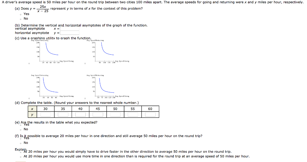 Solved A driver's average speed is 50 miles per hour on the