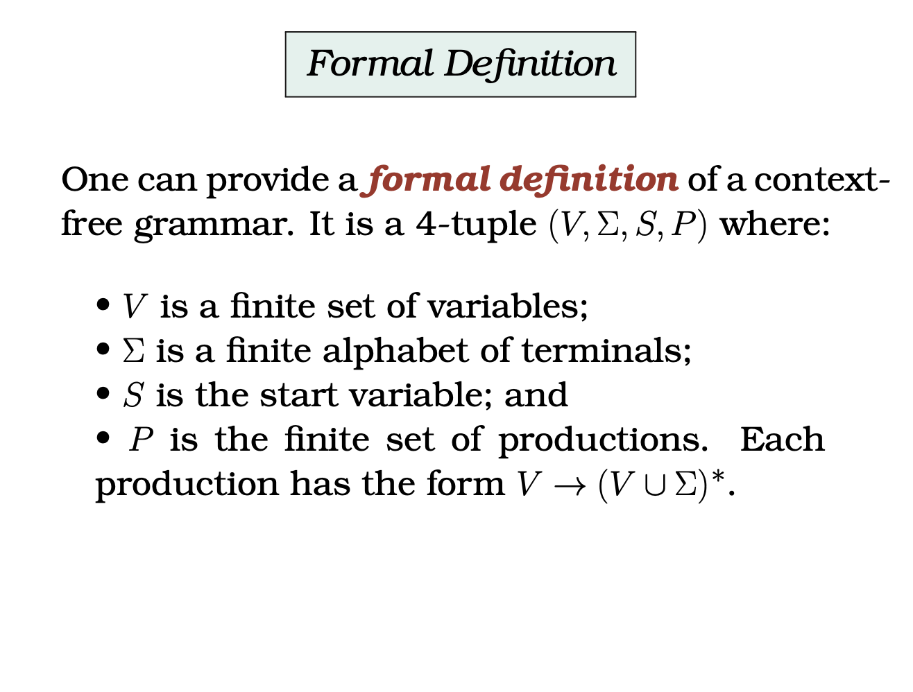 Write a CFG to generate and recognize a formal game