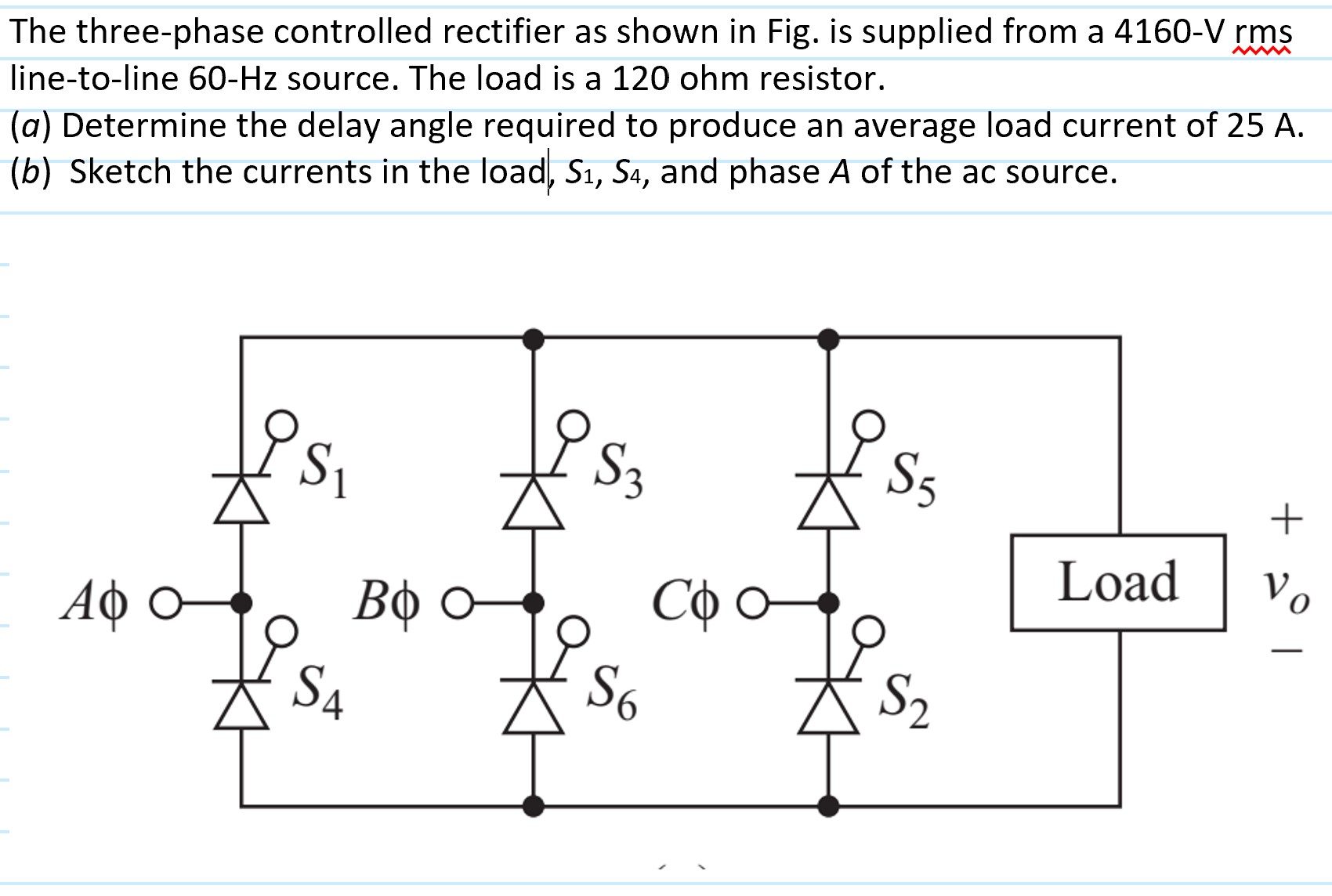 Solved The Three-phase Controlled Rectifier As Shown In Fig. | Chegg.com