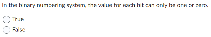 the binary value of 2 10 is 100 true or false
