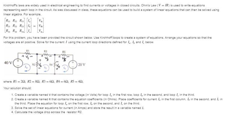 Solved Kirchhoffs laws are widely used in electrical | Chegg.com