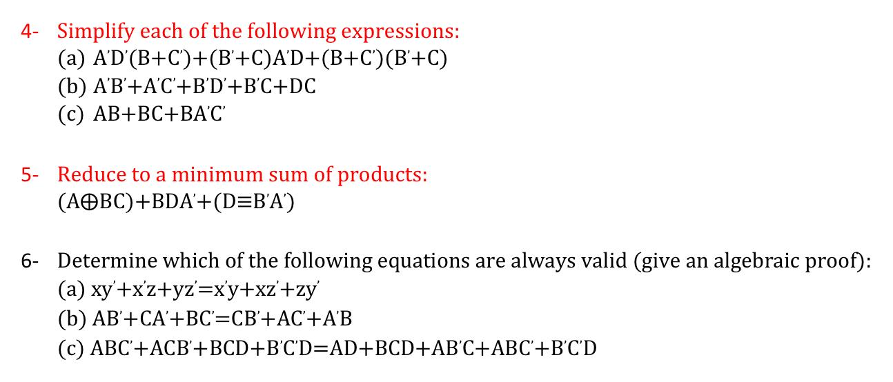 Solved 4- Simplify each of the following expressions: (a) | Chegg.com
