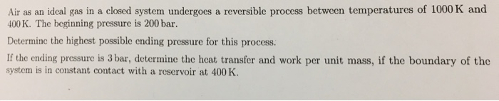 Solved Air as an ideal gas in a closed system undergoes a | Chegg.com
