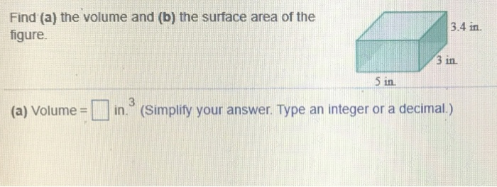 Solved Find (a) The Volume And (b) The Surface Area Of The | Chegg.com