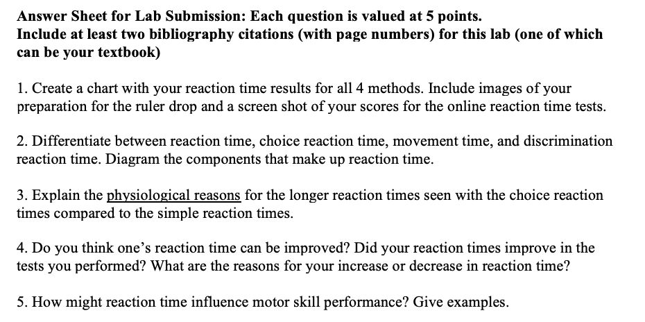 Solved Answer Sheet for Lab Submission: Each question is | Chegg.com