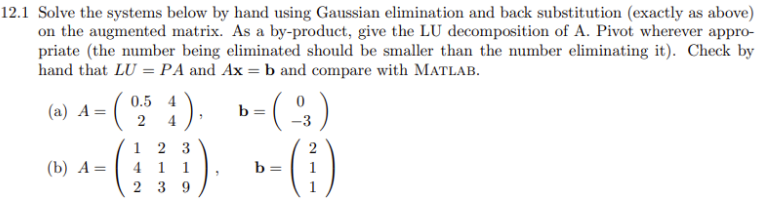 2.1 Solve the systems below by hand using Gaussian | Chegg.com