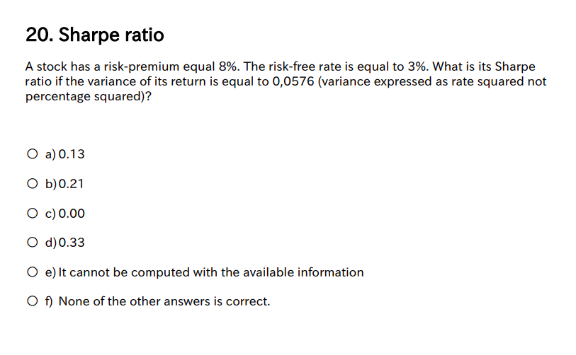 current risk free rate for sharpe ratio