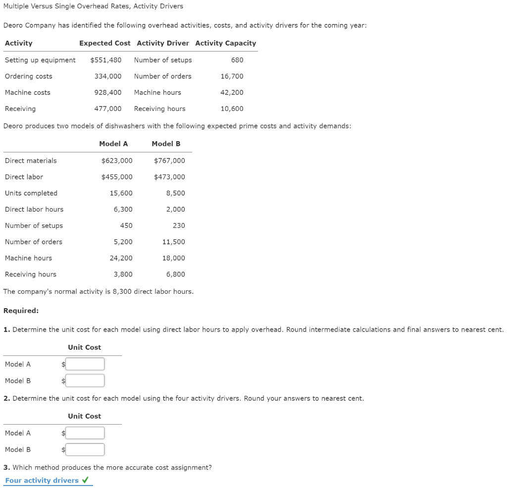 Solved Multiple Versus Single Overhead Rates, Activity | Chegg.com