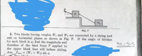 Solved W HG. 1 8. Two blocks having weights W, and W, are | Chegg.com