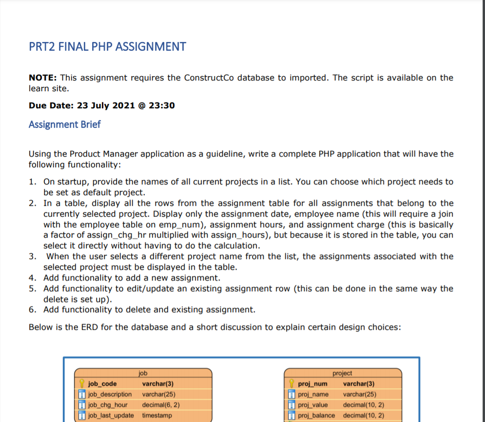 Solved PRT2 FINAL PHP ASSIGNMENT NOTE: This assignment | Chegg.com