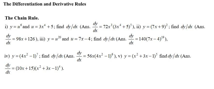 Solved The Differentiation and Derivative Rules = The Chain | Chegg.com