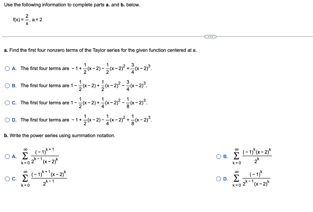 Solved Use the following information to complete parts a. | Chegg.com