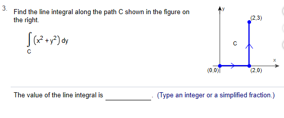 Solved 3 Find the line integral along the path C shown in | Chegg.com