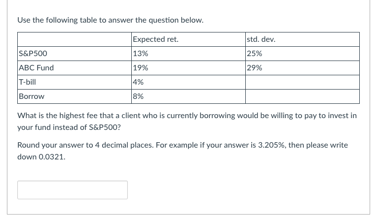 Solved Use the following table to answer the question below. | Chegg.com