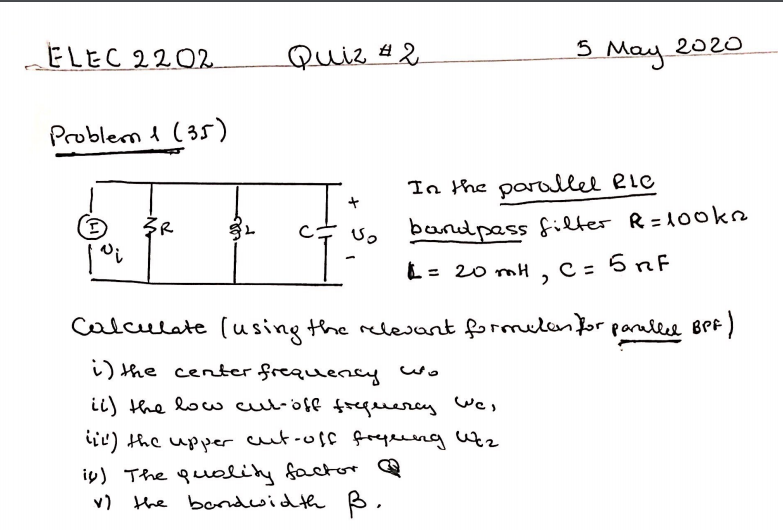 Solved Elec 22 Quiz 2 5 May Problem 1 35 In The Chegg Com