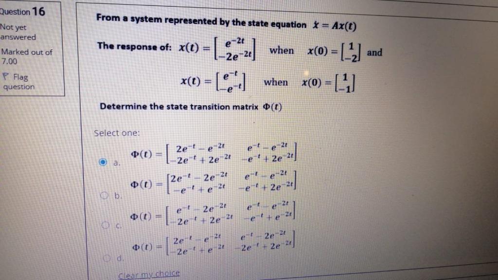 Solved From a system represented by the state equation | Chegg.com